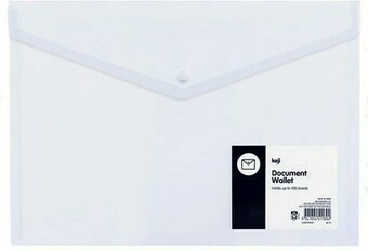 Officeworks Keji A4 Button Document Wallet - Clear offer