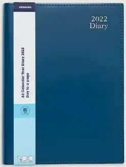 Officeworks J.Burrows A5 Day to Page 2022 Executive Diary - Blue offer