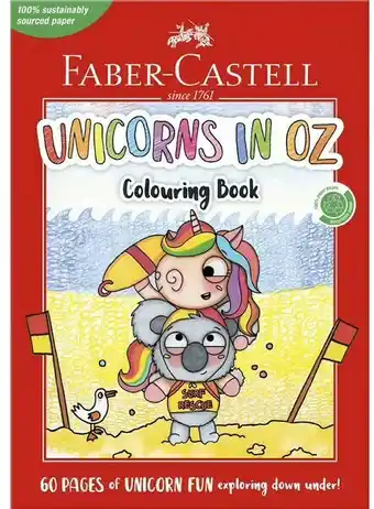Officeworks Faber-Castell 60 Page Colouring Book - Unicorn in OZ offer