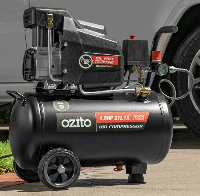Ozito 21L 1.5HP Oil Free Air Compressor offer at Bunnings