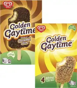 Coles Streets Golden Gaytime Sticks 4 Pack 400mL offer