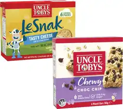 Coles Uncle Tobys Muesli Bars 145g-185g, Roll Ups 94g or Le Snak 132g offer
