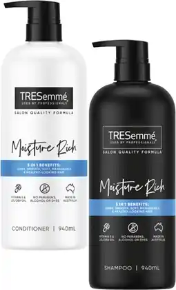 Coles Tresemmé Shampoo or Conditioner 940mL offer