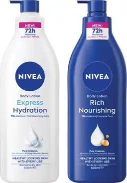 Coles Nivea Rich Nourishing or Express Hydration Body Lotion 400mL offer