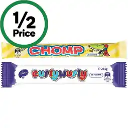 Woolworths Cadbury Freddo or Caramello Koala 35g, Cadbury Bar Chomp Regular 30g or Cadbury Curly Wurly 21.5g offer