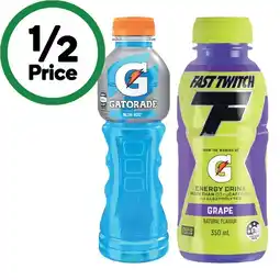 Woolworths Gatorade Sports Drink 600ml, G Active Flavoured Water 600ml or Gatorade Fast Twitch 350ml offer