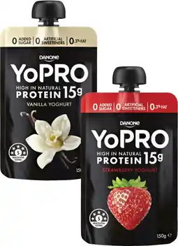 Coles Danone YoPro Protein Yoghurt Pouch 150g offer