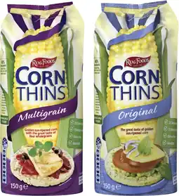 Coles Real Foods Corn Thins 125g-150g offer
