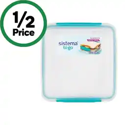Woolworths Sistema Sandwich Box To Go Lunchbox Pk 1 offer