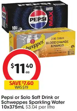 Coles Pepsi or Solo Soft Drink or Schweppes Sparkling Water offer