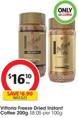 Coles Vittoria Freeze Dried Instant Coffee offer