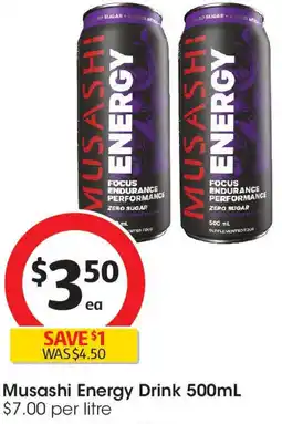 Coles Musashi energy drink offer