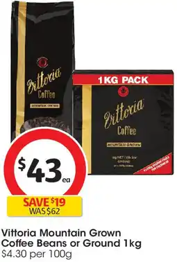 Coles Vittoria Mountain Grown Coffee Beans or Ground offer