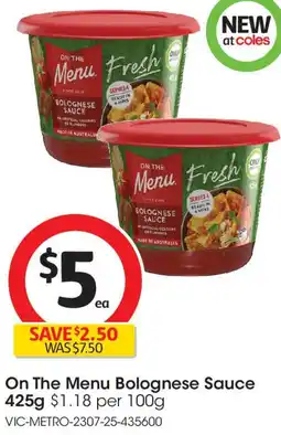 Coles On The Menu Bolognese Sauce offer