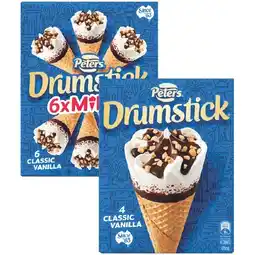 Woolworths Peters Drumstick Ice Cream 475-490ml Pk 4-6 – Excludes Plant Based – From the Freezer offer