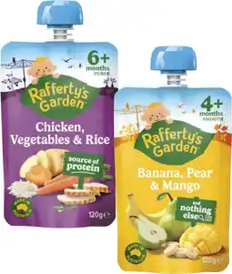 Coles Rafferty's Garden 4+ Months, 6+ Months or 8+ Months Baby Food Pouch 120g offer