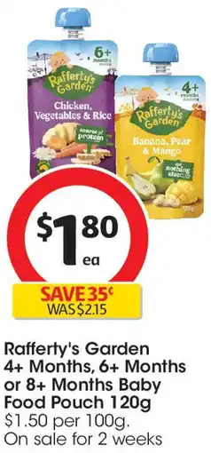 Coles Rafferty's Garden Baby Food Pouch offer