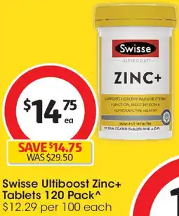 Coles Swisse Ultiboost Zinc+ Tablets offer