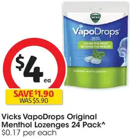 Coles Vicks VapoDrops Original Menthol Lozenges offer