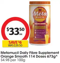 Metamucil Daily Fibre Supplement Orange Smooth