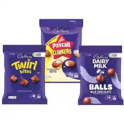 Woolworths Cadbury or Pascall Bites 120-185g offer