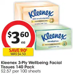 Coles Kleenex Wellbeing Facial Tissues offer