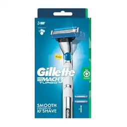 Woolworths Gillette Mach 3 Turbo Razor Handle with 2 Cartridges offer