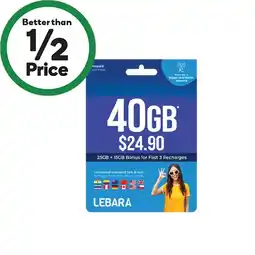 Woolworths Lebara $24.90 Starter Pack‡ offer