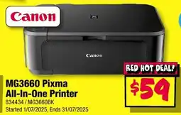 JB Hi-Fi MG3660 Pixma All-In-One Printer offer