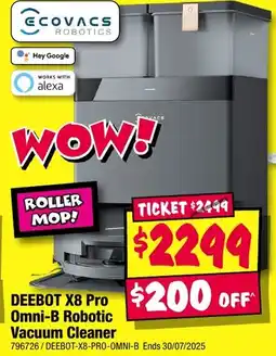 JB Hi-Fi DEEBOT X8 Pro Omni-B Robotic Vacuum Cleaner offer