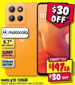 JB Hi-Fi moto g15 128GB offer