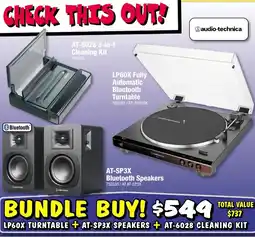 JB Hi-Fi AT-6028 3-In-1 Cleaning Kit, LP60X Fully Automatic Bluetooth Turntable, AT-SP3X Bluetooth Speakers offer