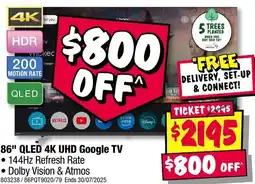JB Hi-Fi 86 qled 4k uhd google tv offer