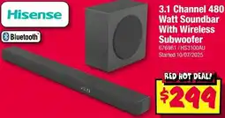 JB Hi-Fi 3.1 Channel 480 Watt Soundbar With Wireless Subwoofer offer