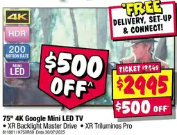 JB Hi-Fi 75" 4K Google Mini LED TV offer