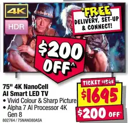 JB Hi-Fi 75" 4K NanoCell Al Smart LED TV offer
