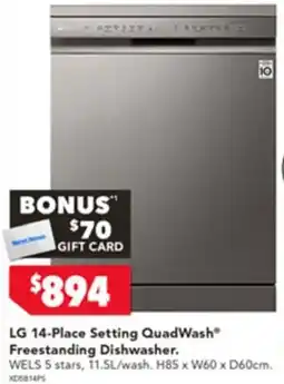 Harvey Norman LG 14-Place Setting QuadWash Freestanding Dishwasher offer
