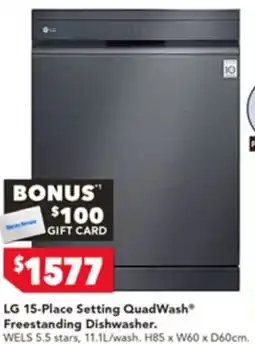 Harvey Norman LG 15-Place Setting QuadWash Freestanding Dishwasher offer