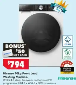 Harvey Norman Hisense 10kg Front Load Washing Machine offer