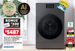 Harvey Norman Samsung 18.5kg Washer/ 10kg Dryer BESPOKE Al Combo with 7 Touchscreen LCD Display offer