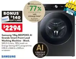 Harvey Norman Samsung 18kg BESPOKE AI Grande Smart Front Load Washing Machine offer