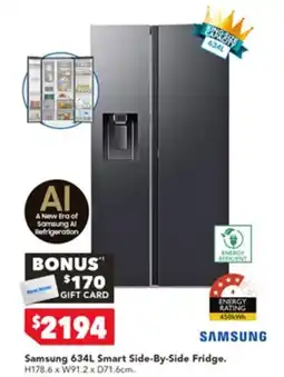 Harvey Norman Samsung 634L Smart Side-By-Side Fridge offer
