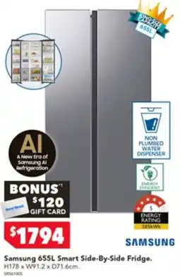 Harvey Norman Samsung 655L Smart Side-By-Side Fridge offer