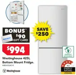 Harvey Norman Westinghouse 425L Bottom Mount Fridge offer
