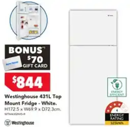 Harvey Norman Westinghouse 431L Top Mount Fridge offer