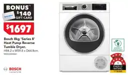 Harvey Norman Bosch 8kg Series 8 Heat Pump Reverse Tumble Dryer offer