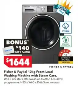 Harvey Norman Fisher & Paykel 10kg Front Load Washing Machine with Steam Care offer