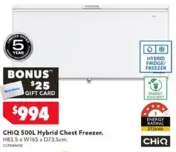 Harvey Norman CHIQ 500L Hybrid Chest Freezer offer