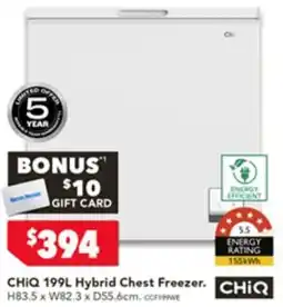 Harvey Norman CHIQ 199L Hybrid Chest Freezeer offer