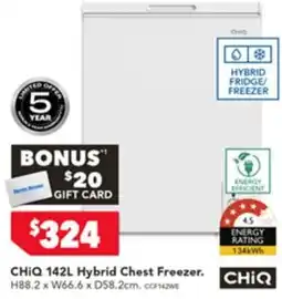 Harvey Norman CHIQ 142L Hybrid Chest Freezer offer